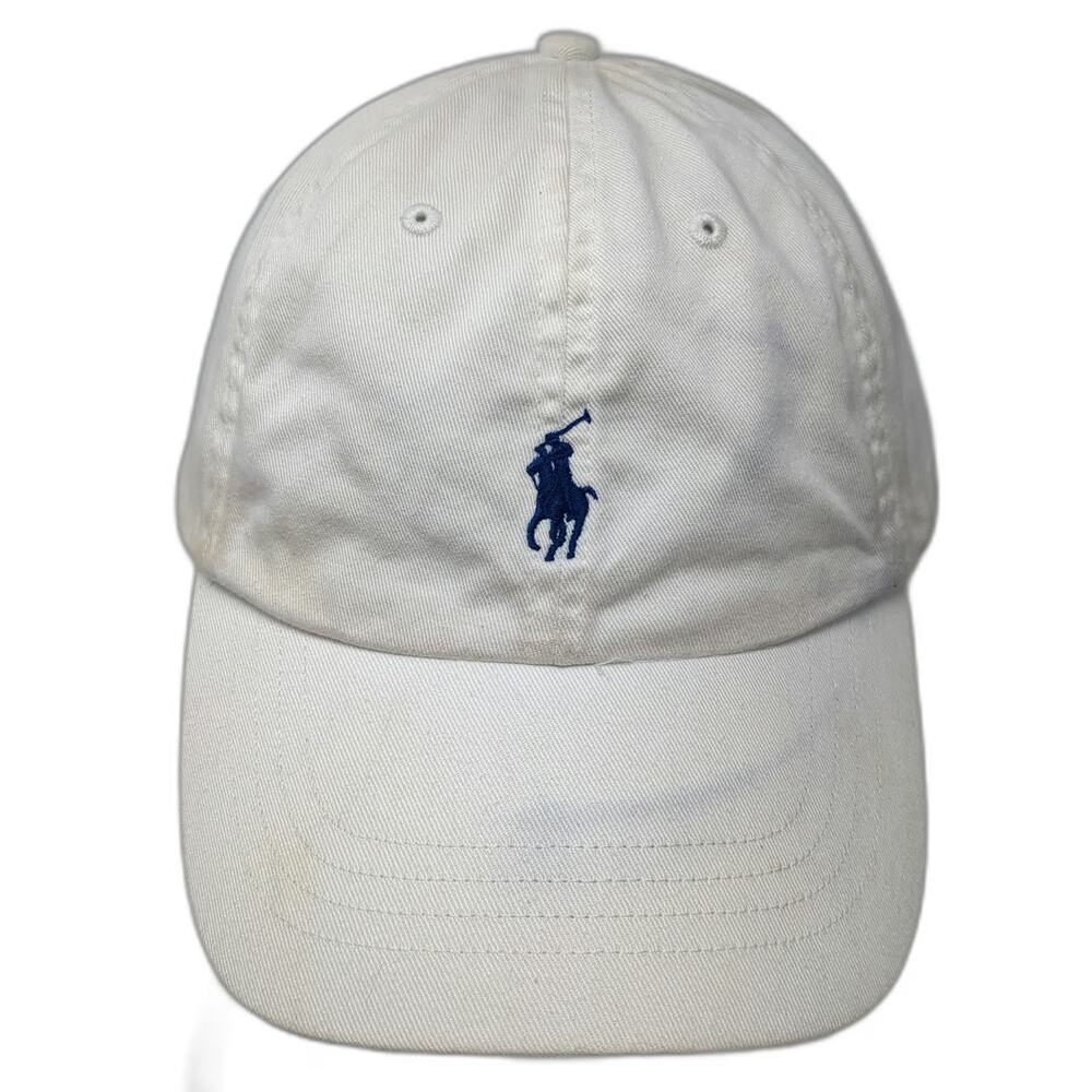 Polo Ralph Lauren Baseball Cap White One Size Cotton Embroidered Slideback Hat